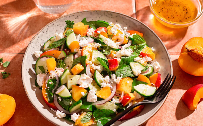 a colorful salad with the best cheese for salads